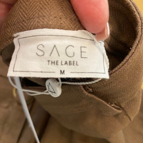 Brown Mini Skirt Pockets New Medium Sage the Label Linen & Cotton - Picture 8 of 12